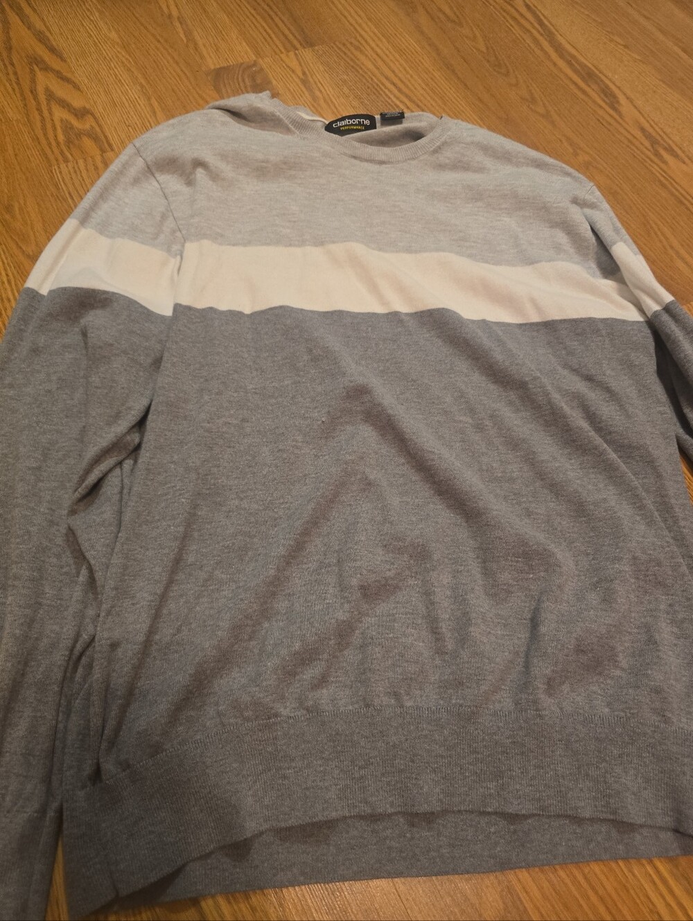 Men’s Gray Sweater with White Chest Stripe